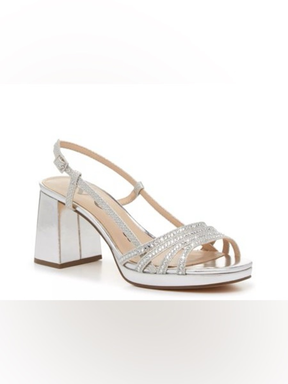 Silver Strappy Block Heels | Size 8.5 - Picture 7 of 7